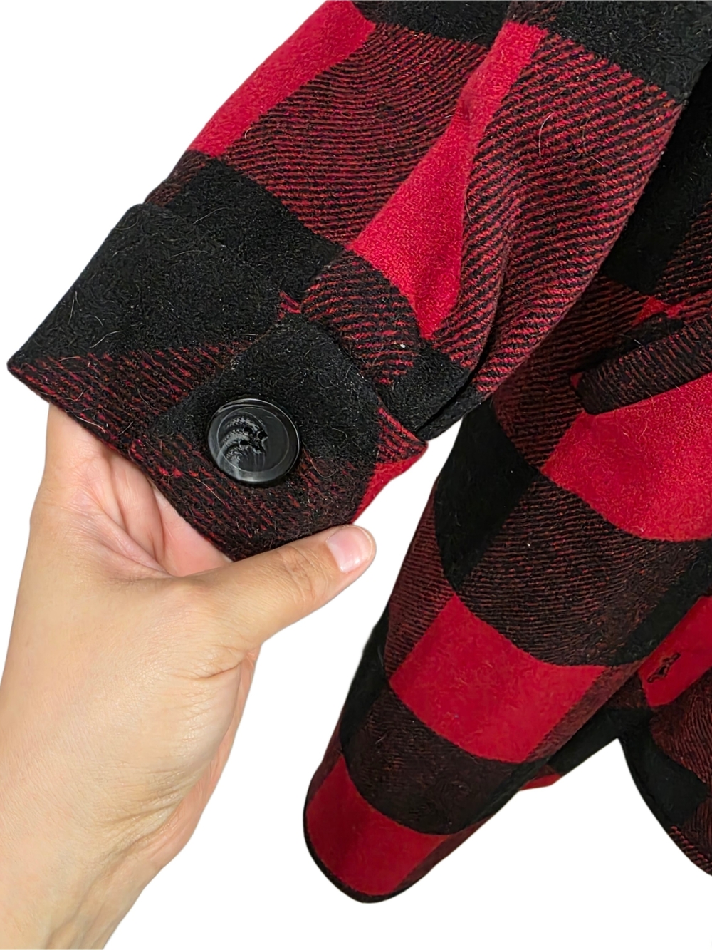Torrid Red and Black Buffalo Plaid Wool Longline Shacket - Picture 7 of 9